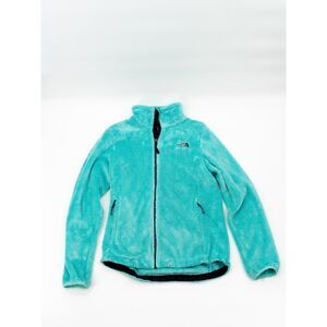 The North Face Womens M Fleece Full Zip Up Sweatshirt In Teal Blue/Green Pockets